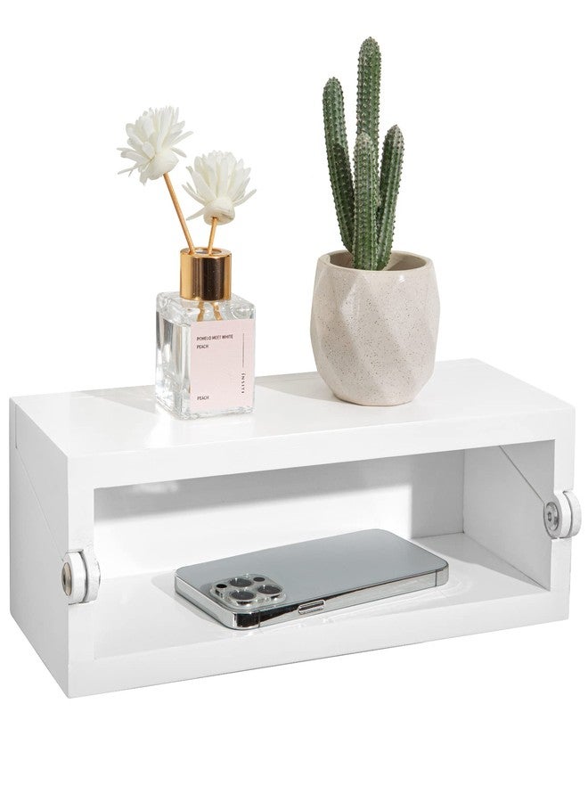 SUMGAR Floating Nightstand White Modern Bedside Table Organiser Fully Assembled Shelf Small Spaces Wall Mounted Storage Wood Furniture for Bedroom Home Decor 13 Inch Wide - Image 1